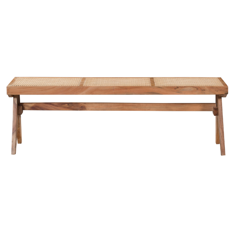 Byron Natural 2 Seater Mango Wood Rattan Bench