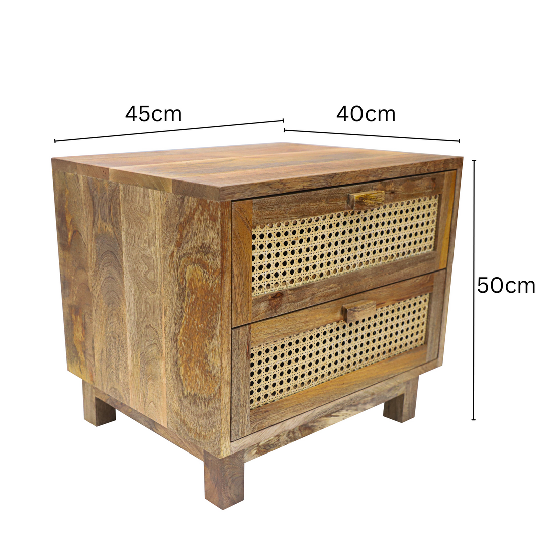 Byron 2 Drawer Rattan Side Table