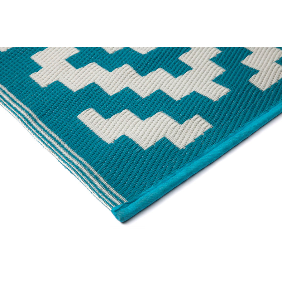 Aztec Teal & White Diamond Pattern Foldable Waterproof Large Camping Mat - 270x270 CM - Camping Mats Fab Habitat