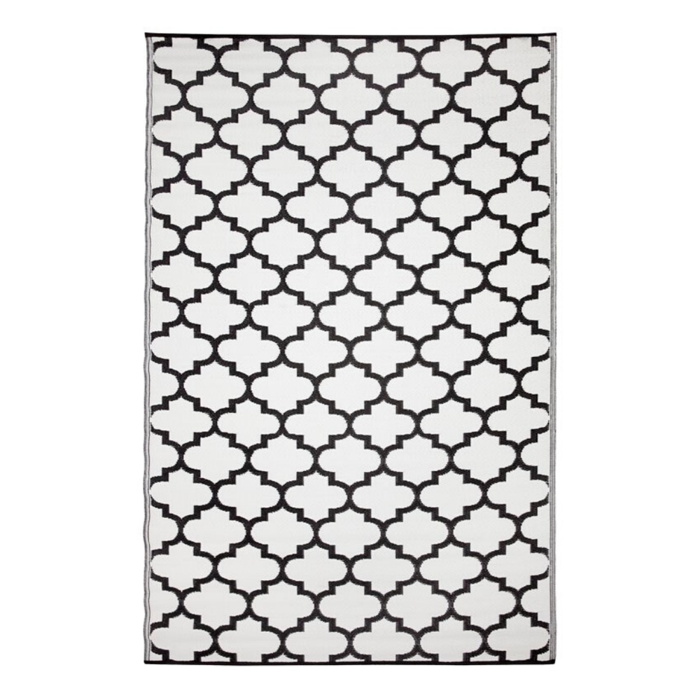 Tangier Black & White Square Trellis Pattern Foldable Waterproof Large Camping Mat - 270x270 CM - Camping Mats Fab Habitat