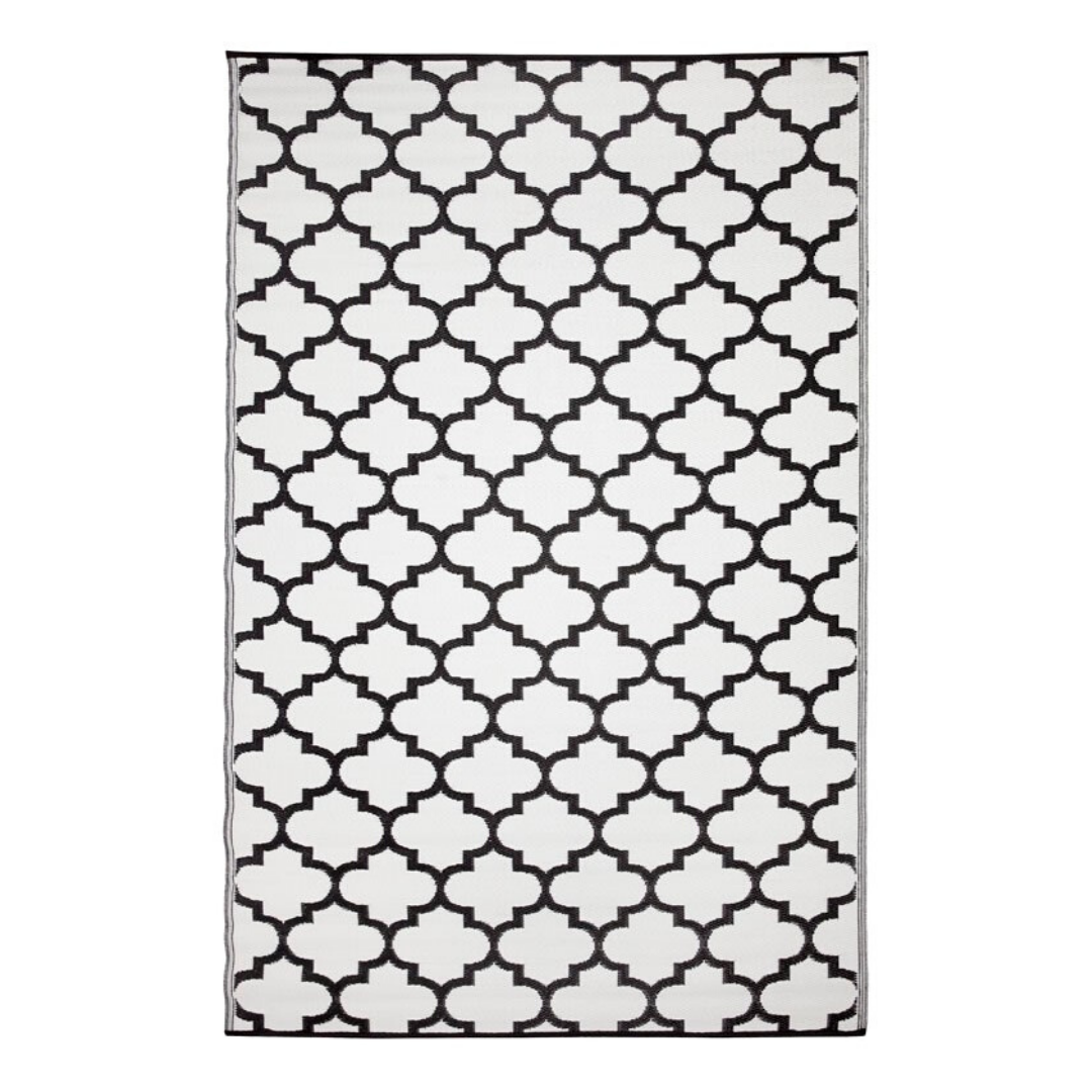 Tangier Black & White Square Trellis Pattern Foldable Waterproof Large Camping Mat - 270x270 CM - Camping Mats Fab Habitat