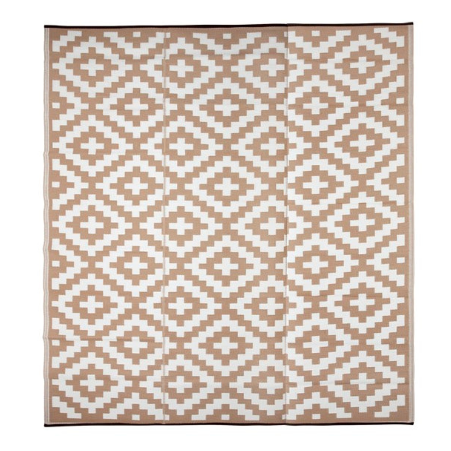 Aztec Beige and White Foldable Waterproof Large Camping Mat - 270x360 CM - Camping Mats Fab Habitat