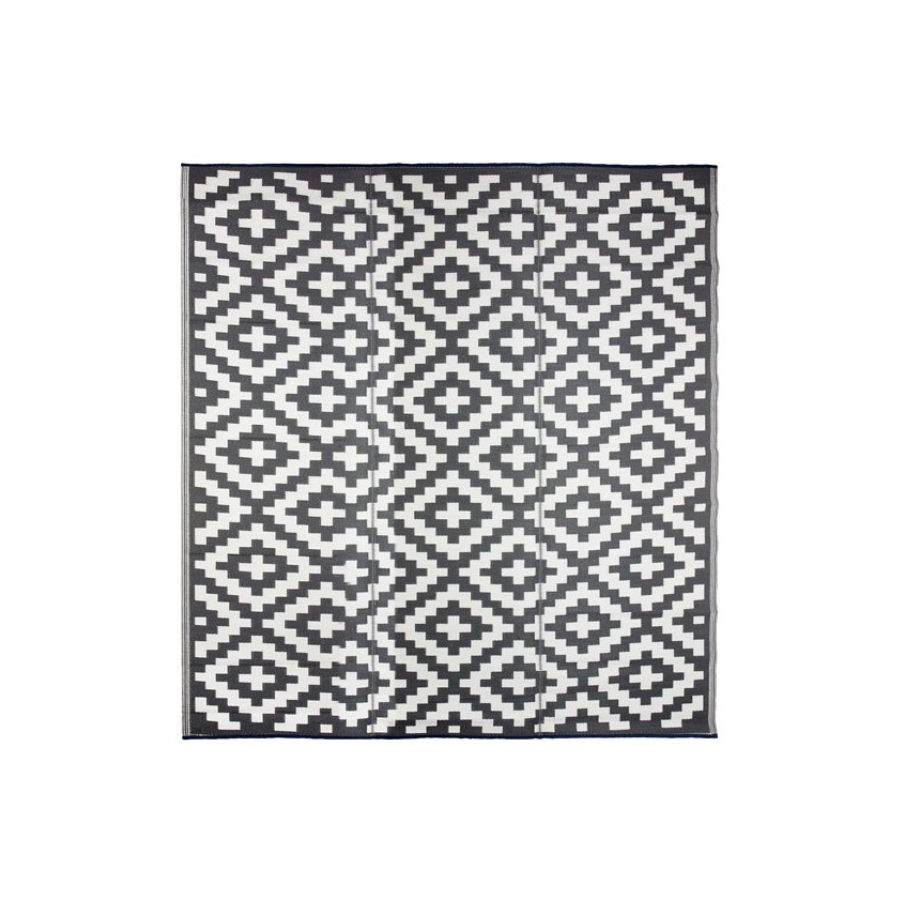 Aztec Grey & White Rectangular Diamond Pattern Foldable Waterproof XL Camping Mat - 270x360 CM - Camping Mats Fab Habitat