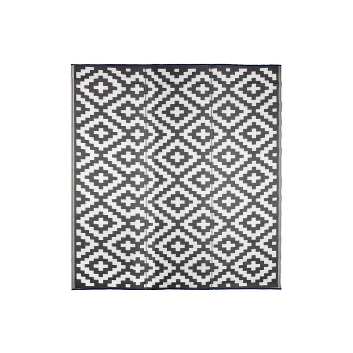 Aztec Grey & White Rectangular Diamond Pattern Foldable Waterproof XL Camping Mat - 270x360 CM - Camping Mats Fab Habitat