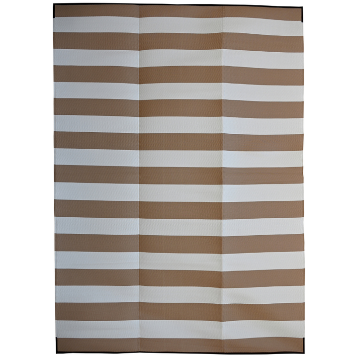 Brittany Beige & White Stripes Foldable Waterproof Large Camping Mat - 270x360 CM - Camping Mats Fab Habitat