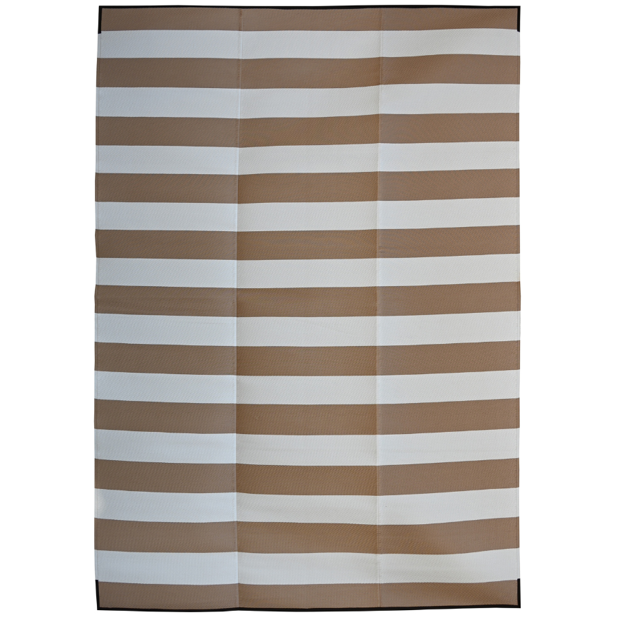 Brittany Beige & White Stripes Foldable Waterproof Large Camping Mat - 270x360 CM - Camping Mats Fab Habitat