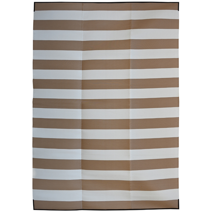 Brittany Beige & White Stripes Foldable Waterproof Large Camping Mat - 270x360 CM - Camping Mats Fab Habitat