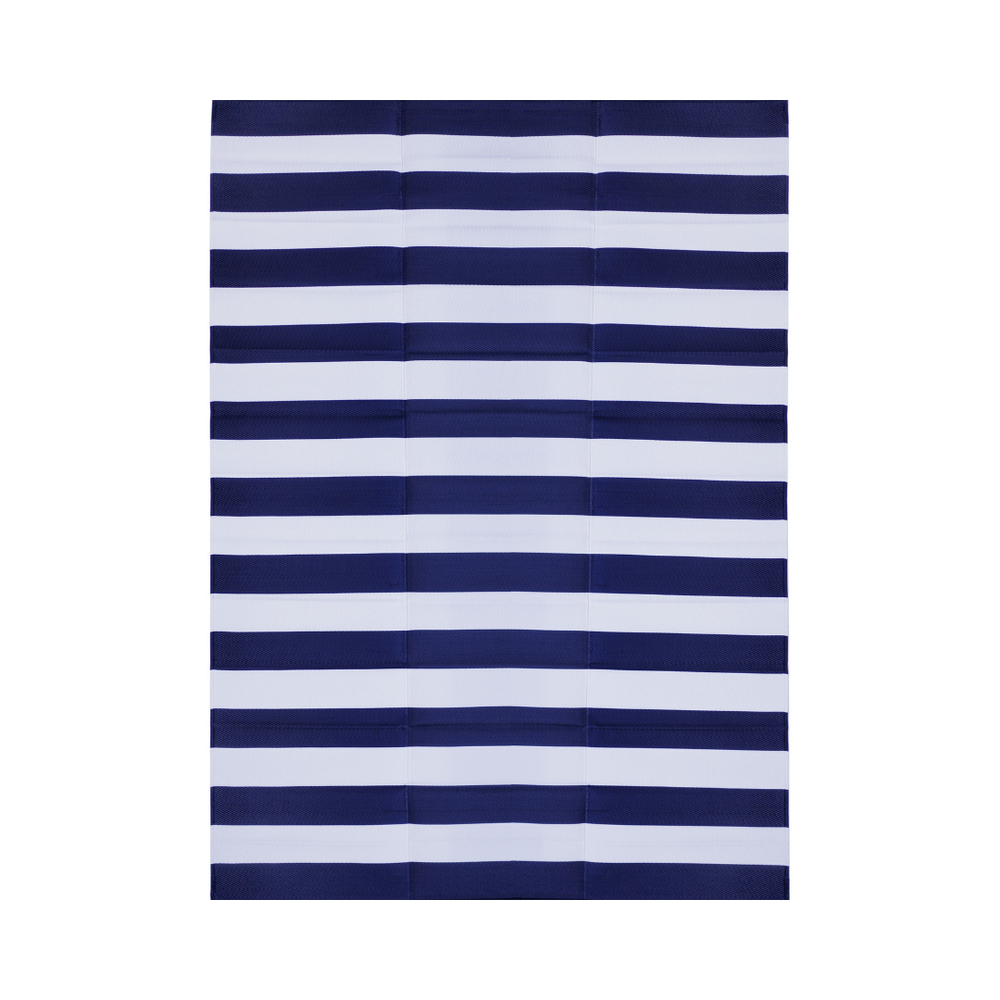 Brittany Blue & White Stripes Foldable Waterproof Large Camping Mat - 270x360 CM - Camping Mats Fab Habitat