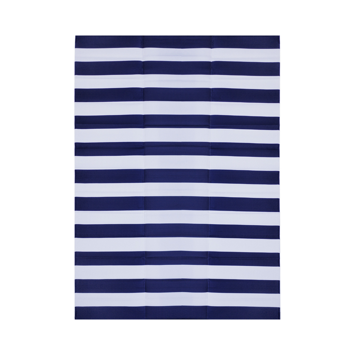 Brittany Blue & White Stripes Foldable Waterproof Large Camping Mat - 270x360 CM - Camping Mats Fab Habitat