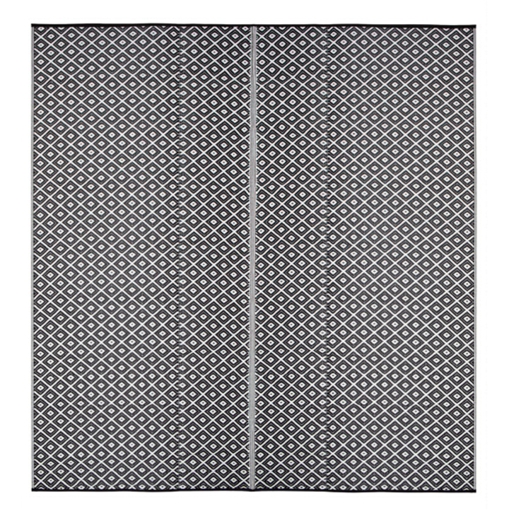 Kimberley Black & White Rectangular Diamond Pattern Foldable Waterproof XL Camping Mat - 270x360 CM - Camping Mats Fab Habitat