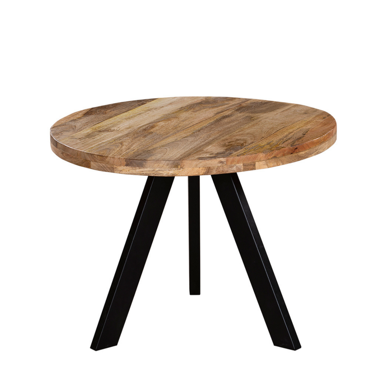 Faye Natural & Black Small Wooden Round Coffee Table - Coffee Tables Fab Habitat