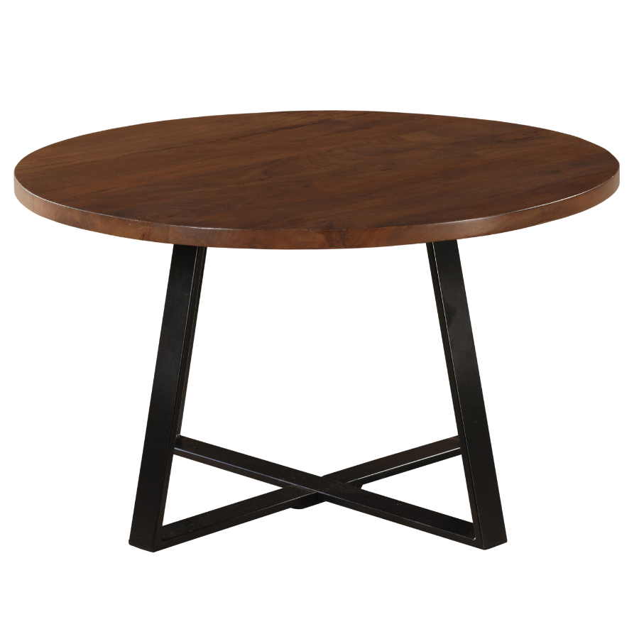 Anu Natural & Black Wooden Round Coffee Table - Coffee Tables Fab Habitat