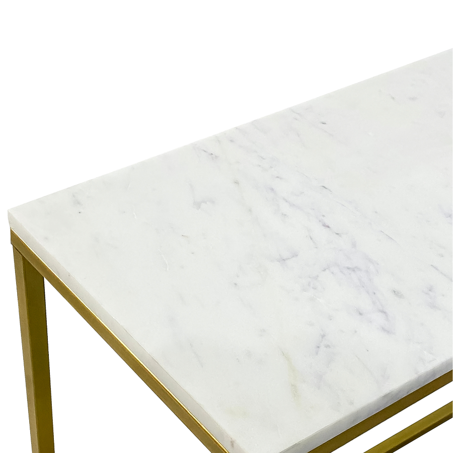 Agni Marble Top Gold Legs Console Table - Console Tables Fab Habitat