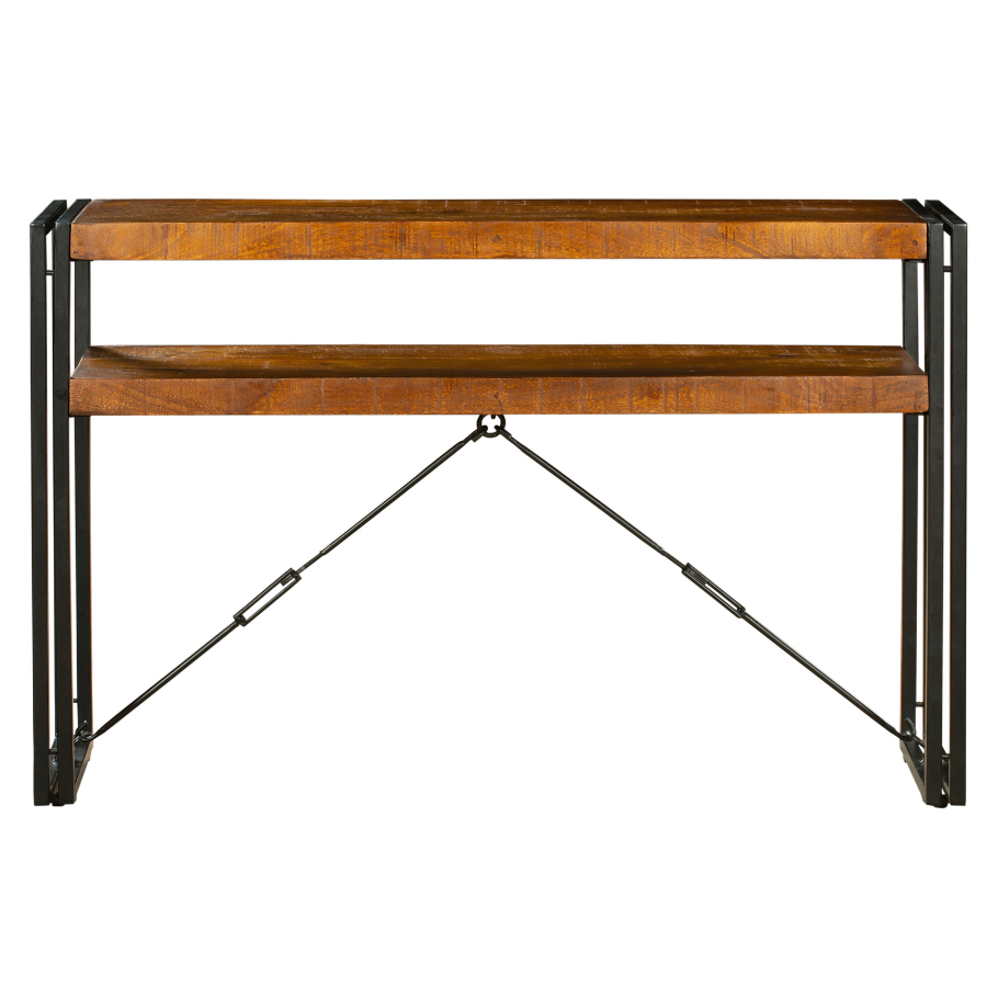 Astra 2 Shelves Mango Wood Industrial Console Table - Console Tables Fab Habitat