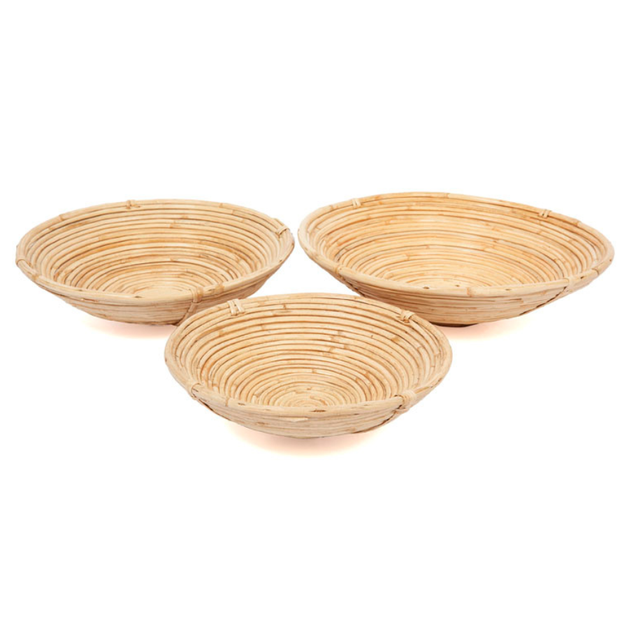 Set Of 3 Naini Handmade Round Decorative Cane Fruit Bowls - Decorative Bowls & Accents Fab Habitat