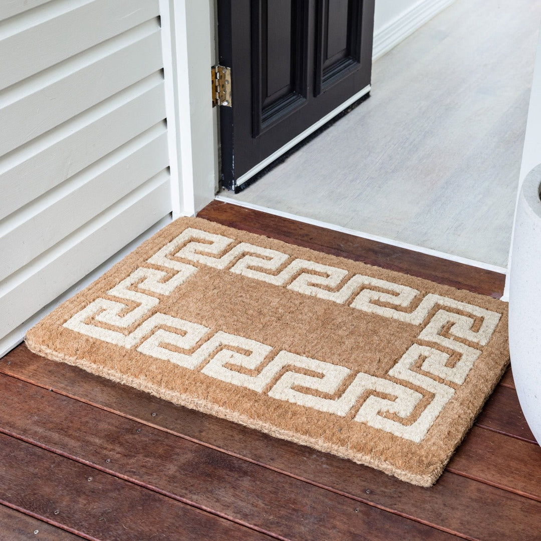 Athens Two Toned Thick Long Coir Doormat - Doormats Fab Habitat