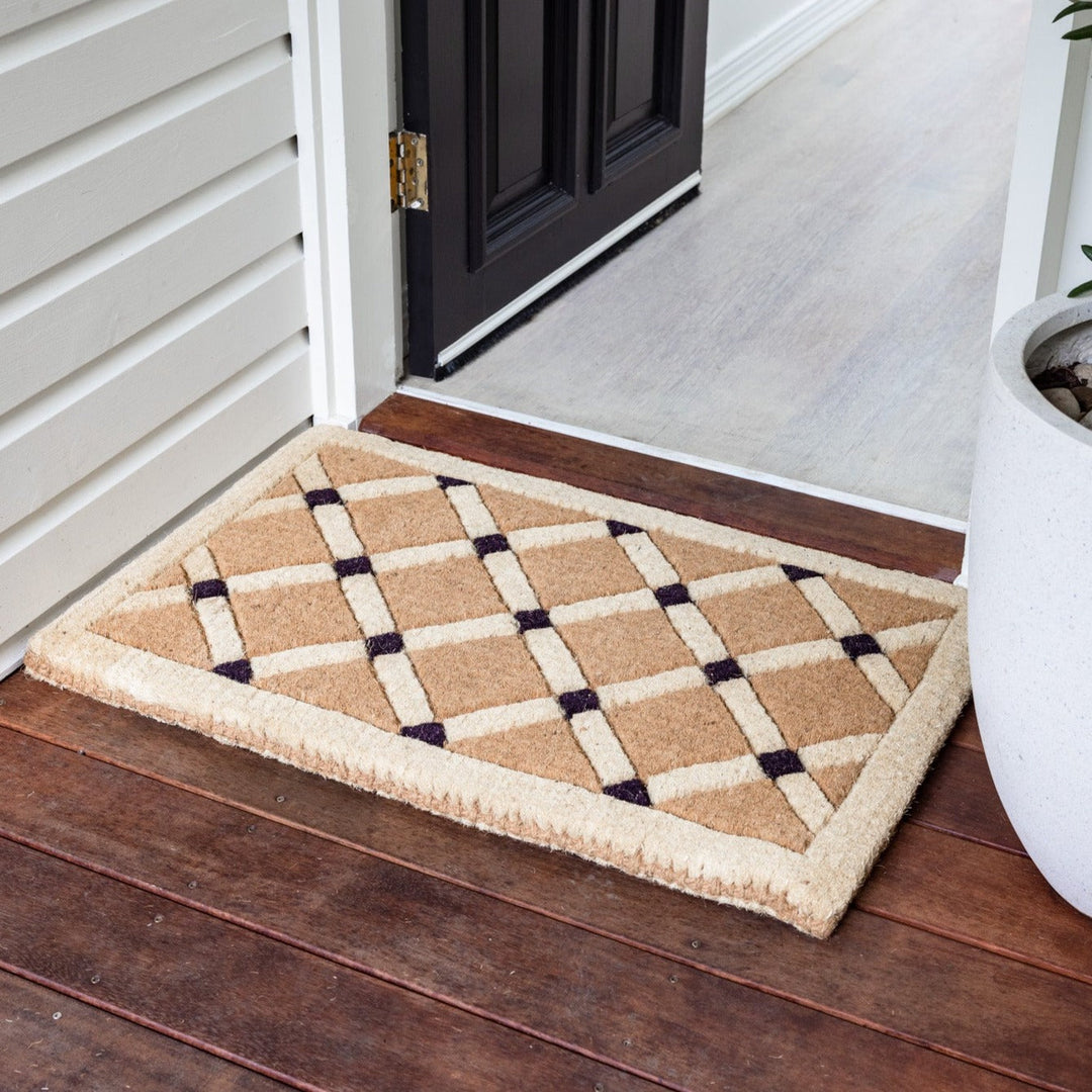 Mahi Diamond Geometrical Two Toned Thick Long Doormat - Doormats Fab Habitat