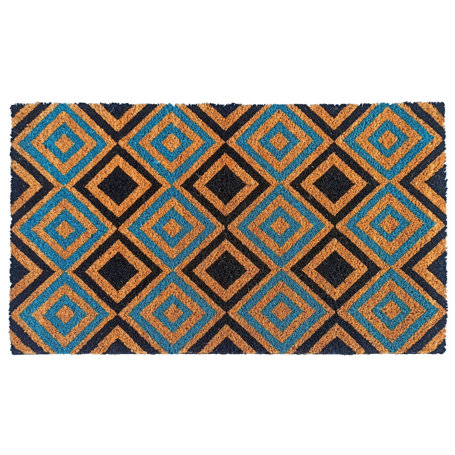 New Diamonds PVC Backed Long Coir Doormat - Doormats Fab Habitat