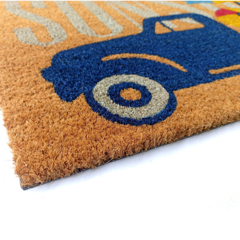 Sunshine PVC Backed Multicolour Long Coir Doormat - Doormats Fab Habitat