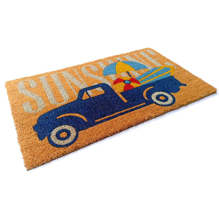 Sunshine PVC Backed Multicolour Long Coir Doormat - Doormats Fab Habitat