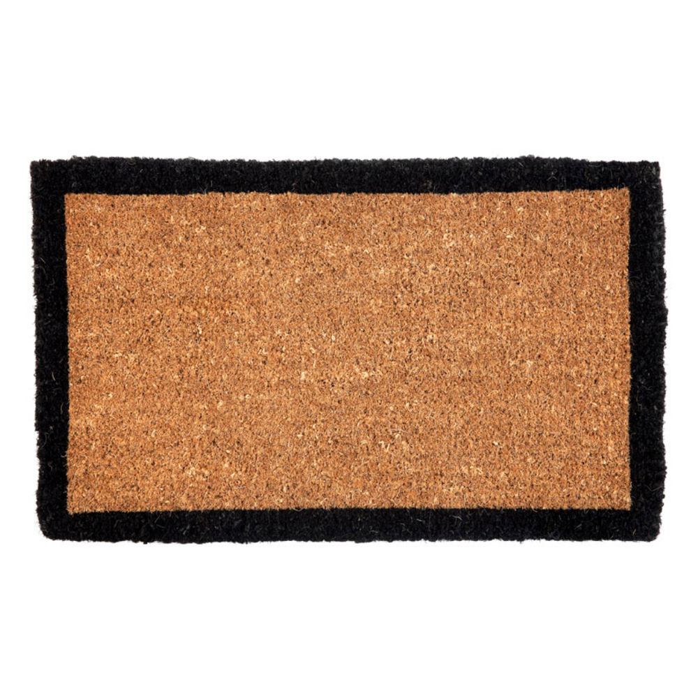 Four Corners Black Border and Natural Coir Doormat - Doormats Fab Habitat