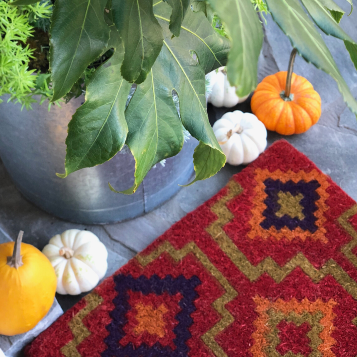 Lhasa Red and Natural Thick Coir Doormat - Doormats Fab Habitat