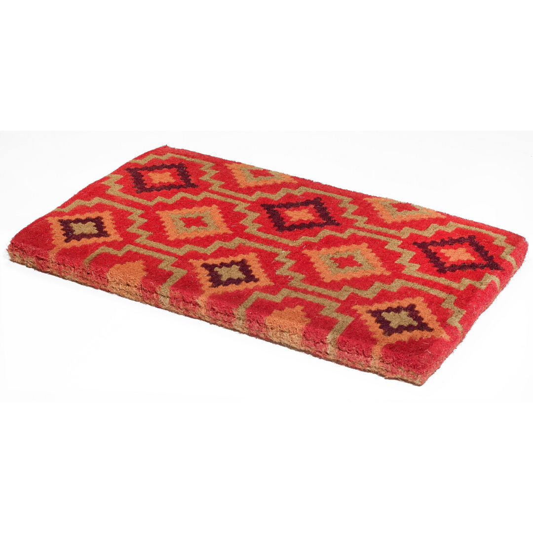 Lhasa Red and Natural Thick Coir Doormat - Doormats Fab Habitat