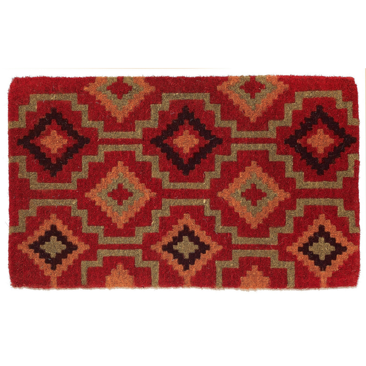 Lhasa Red and Natural Thick Coir Doormat - Doormats Fab Habitat