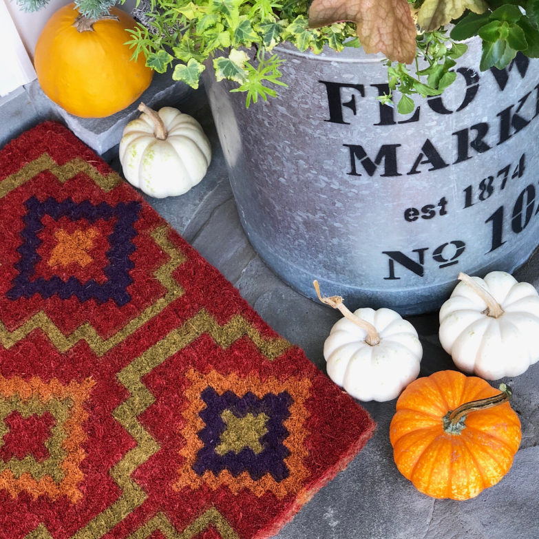 Lhasa Red and Natural Thick Coir Doormat - Doormats Fab Habitat