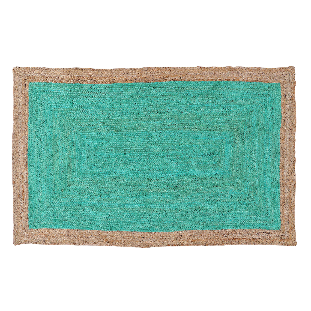 60 cm x 90 cm Phoenix Sea Green Jute Door Mat - Doormats Fab Habitat