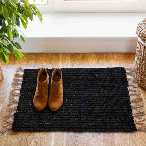 60x90 CM Estate Charcoal Black Jute doormat - Doormats Fab Habitat