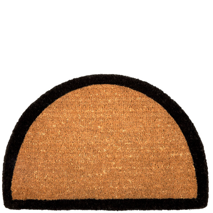 60x90 cm Black Border and Plain Natural Half Round Coir Doormat - Doormats Fab Habitat