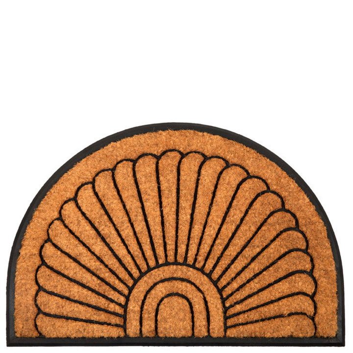 60x90 cm Kochi Decorative Half Round Rubber Bordered Coir Doormat - Doormats Fab Habitat