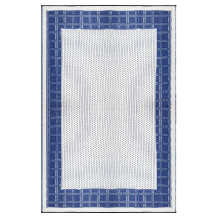 Europa Midnight Blue Geometric Reversible Large Picnic Rug