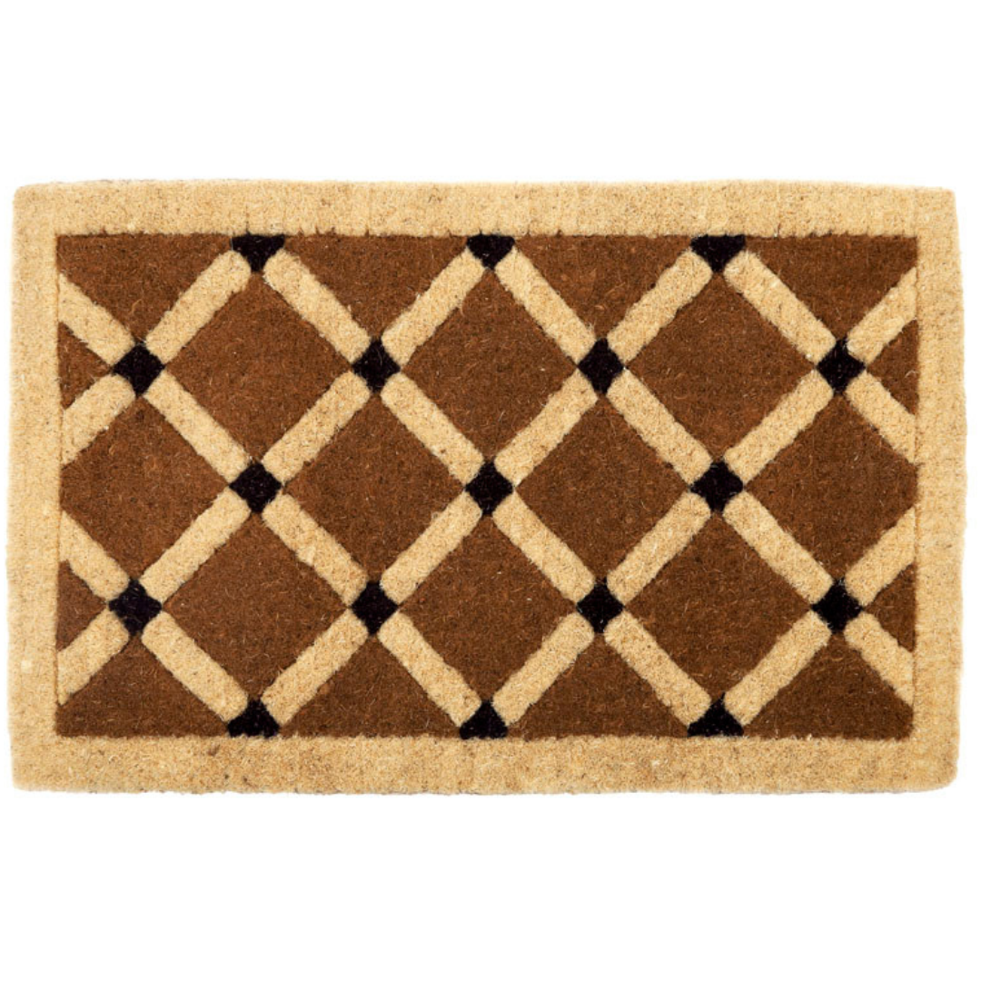 Mahi Diamond Geometrical Two Toned Thick Coir Doormat - Doormats Fab Habitat