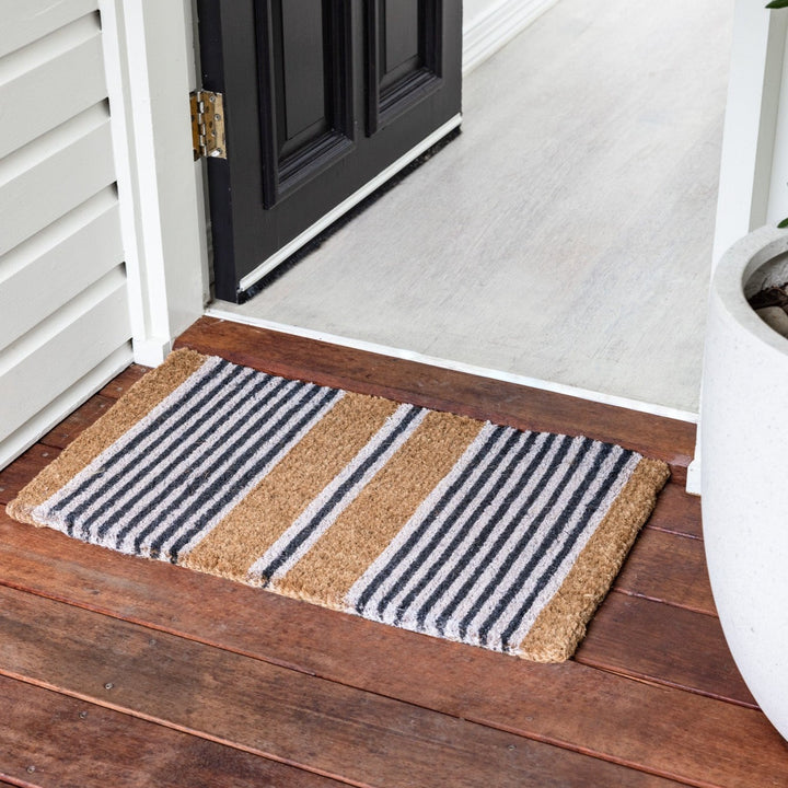 Nui Striped Coastal Coir Doormat - Doormats Fab Habitat