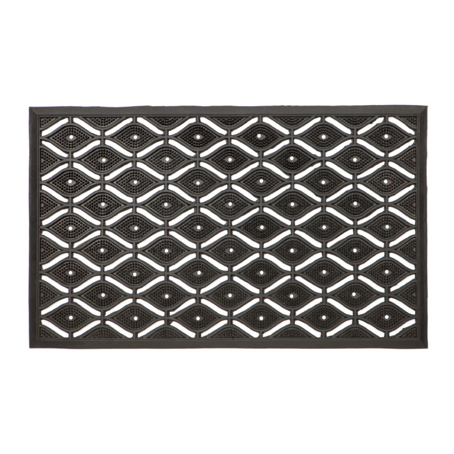 55x90 cm Asa Black Rubber Thin Doormat - Doormats Fab Habitat