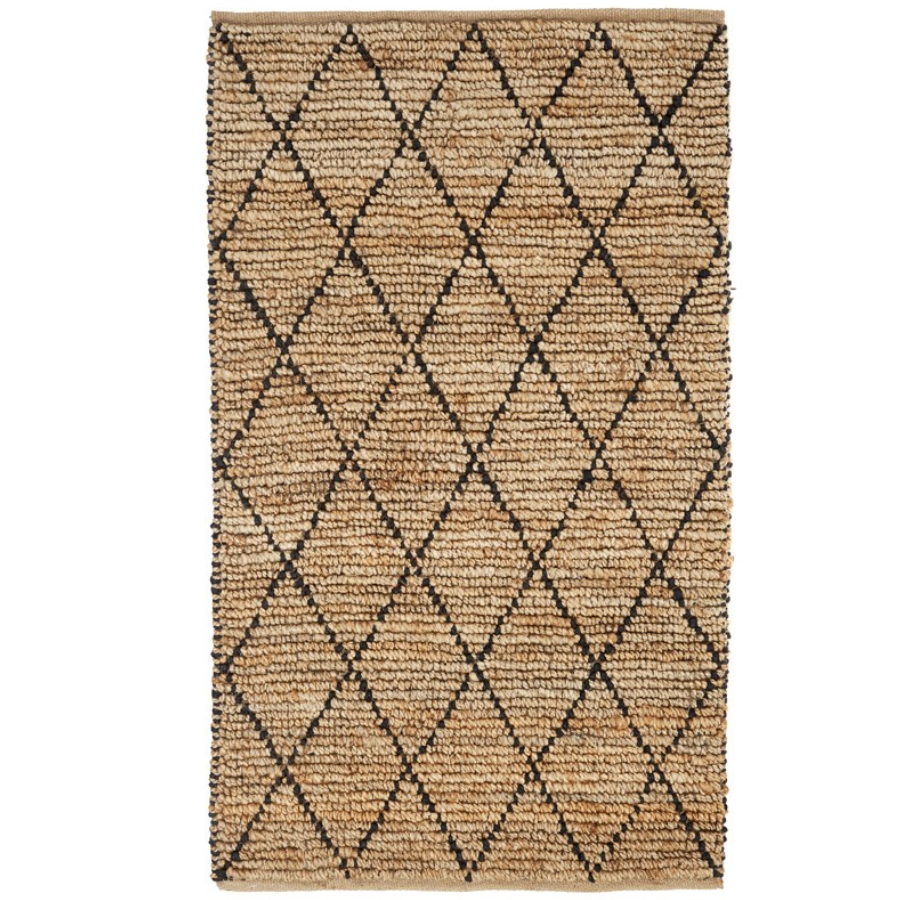 Anant Black and Natural Diamond Jute Area Rug - Jute Rug Fab Habitat