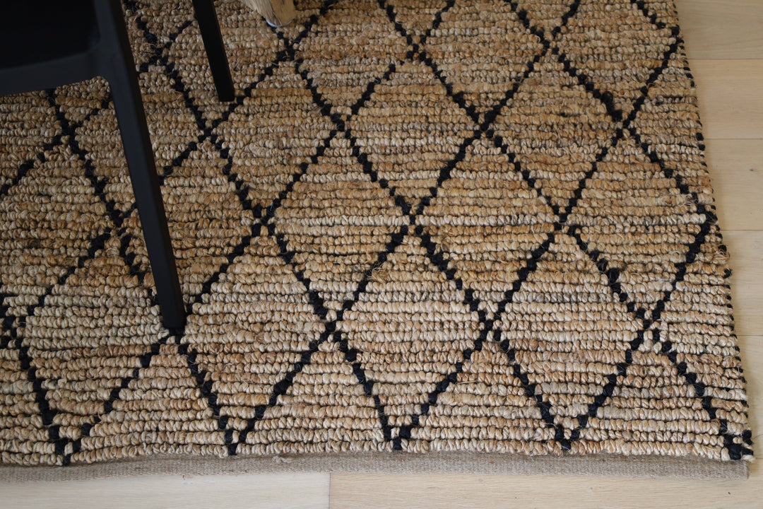 Anant Black and Natural Diamond Jute Area Rug - Jute Rug Fab Habitat