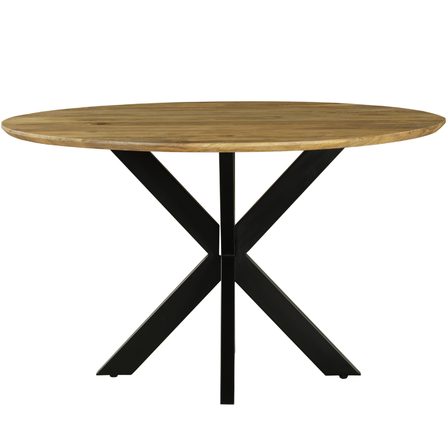 Faye Natural Finish 130cm Round Dining Table - Kitchen & Dining Furniture Fab Habitat