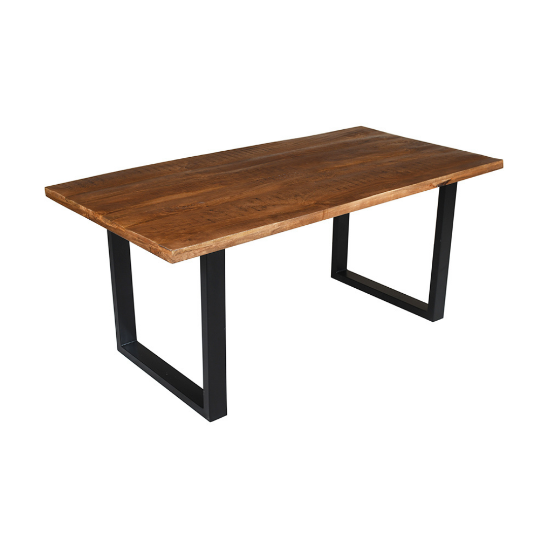 Nova Long Industrial Wooden 6 Seater Dining Table - 180cm - Kitchen & Dining Furniture Fab Habitat