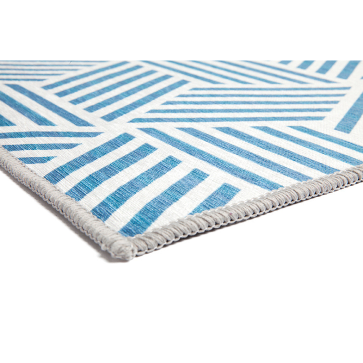 Mani Blue Geometrical Non Slip Rug - Non Slip Rugs Fab Habitat