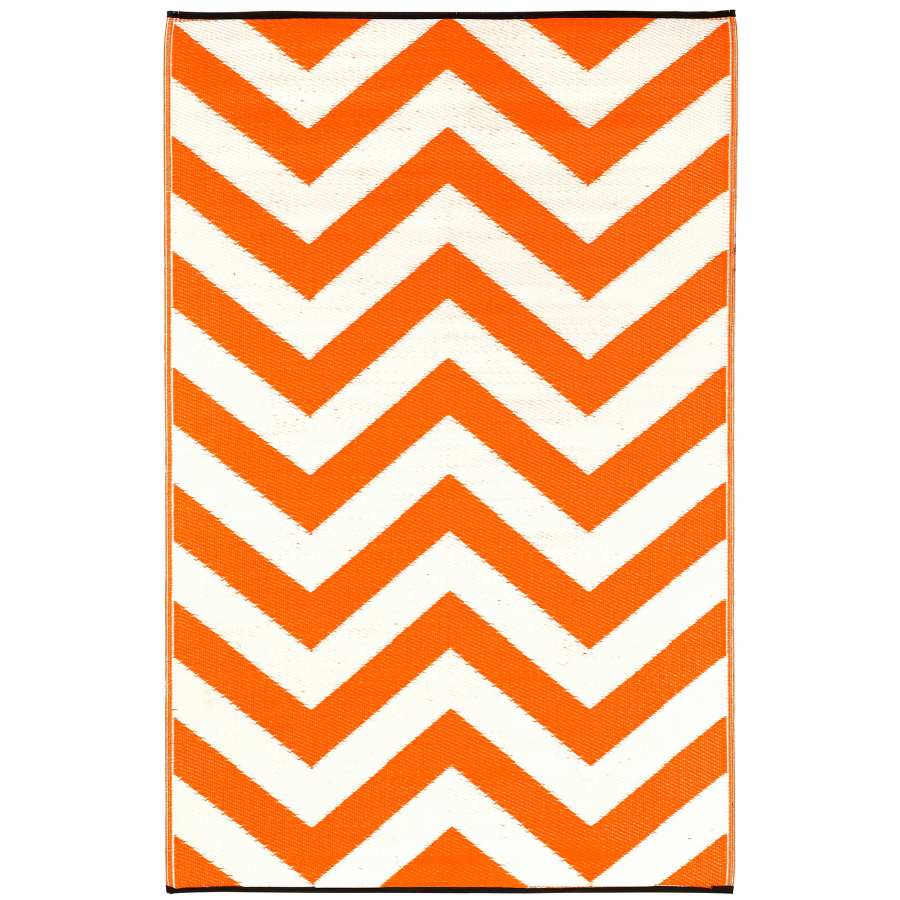 Laguna Orange and White Recycled Plastic Reversible Outdoor Rug - Recycled Plastic Rugs & Mats Fab Habitat