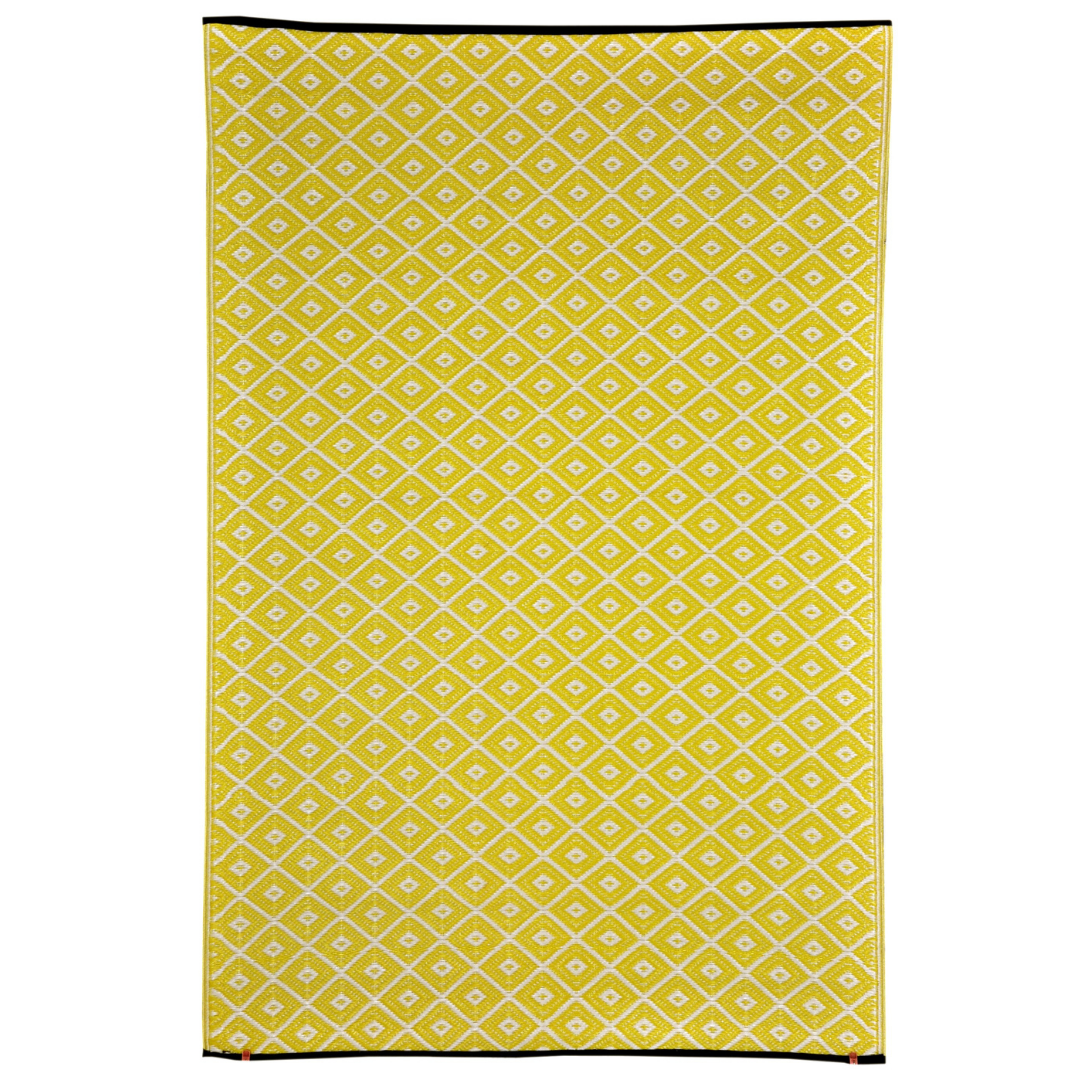 Kimberley Yellow and White Diamond Recycled Plastic Reversible Outdoor Rug - Recycled Plastic Rugs & Mats Fab Habitat