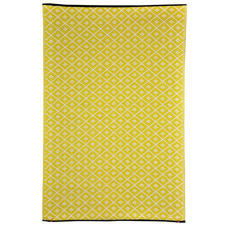 Kimberley Yellow and White Diamond Recycled Plastic Reversible Outdoor Rug - Recycled Plastic Rugs & Mats Fab Habitat