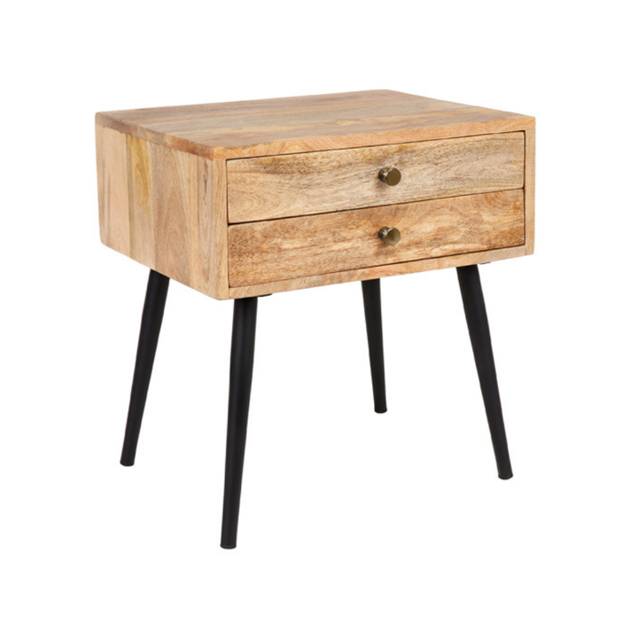 Zen Mango Wood Modern Rectangle Storage Side Table - Side Tables Fab Habitat