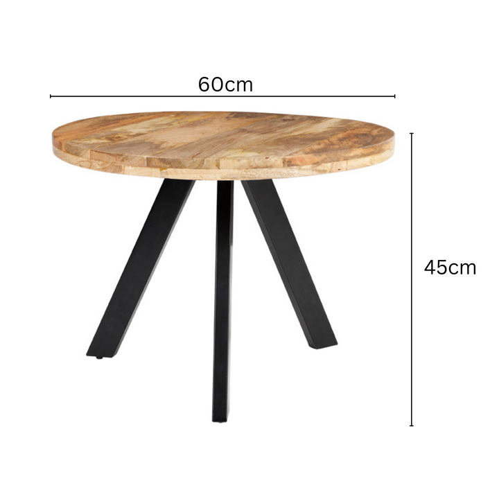 Faye Natural & Black Small Wooden Round Coffee Table