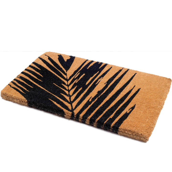 45x75 cm Fern Botanical Natural and Black Thick Coir Doormat