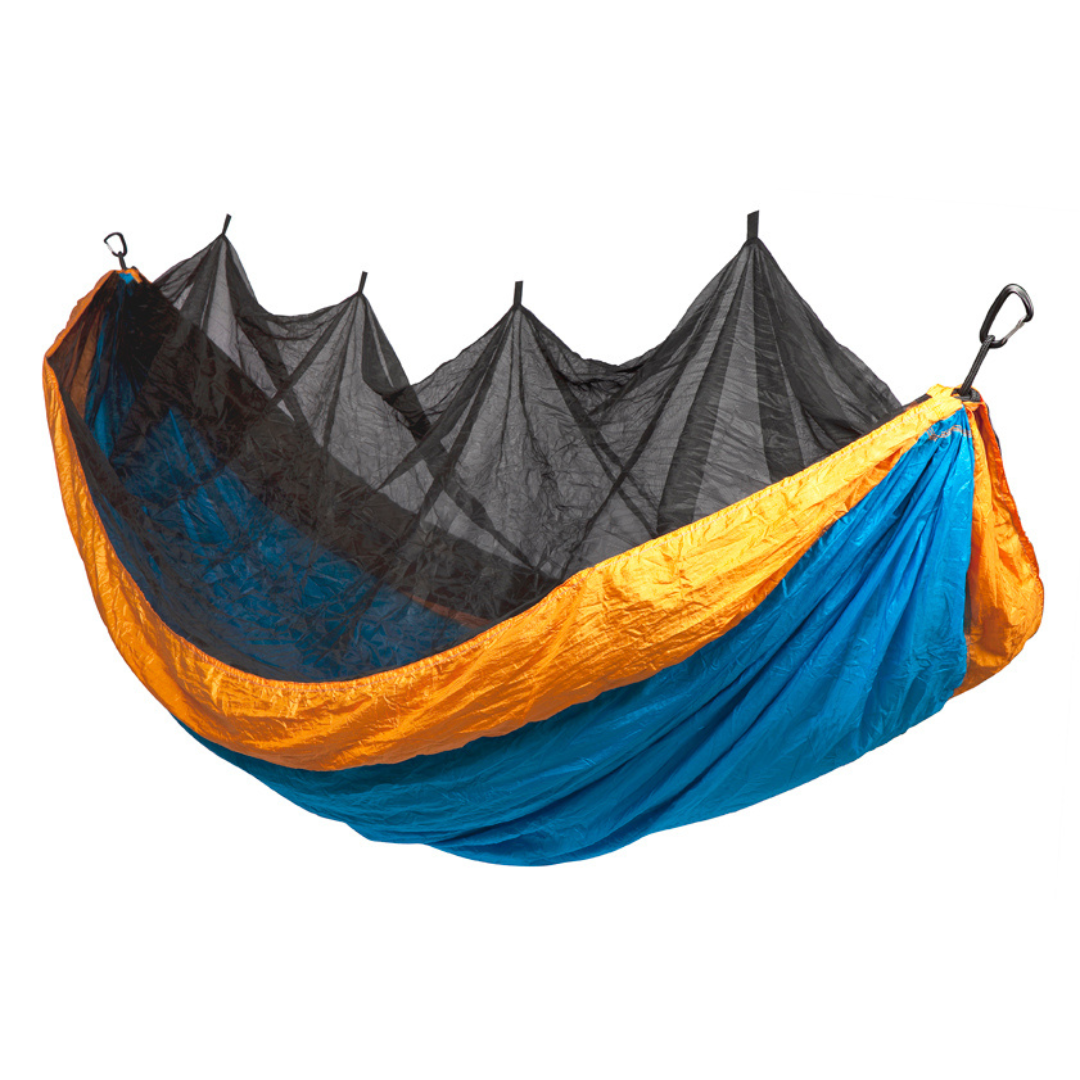 Bug Net Hammock - Hawai Ocean Body & Dark Cheddar Border - Hammocks Fab Habitat