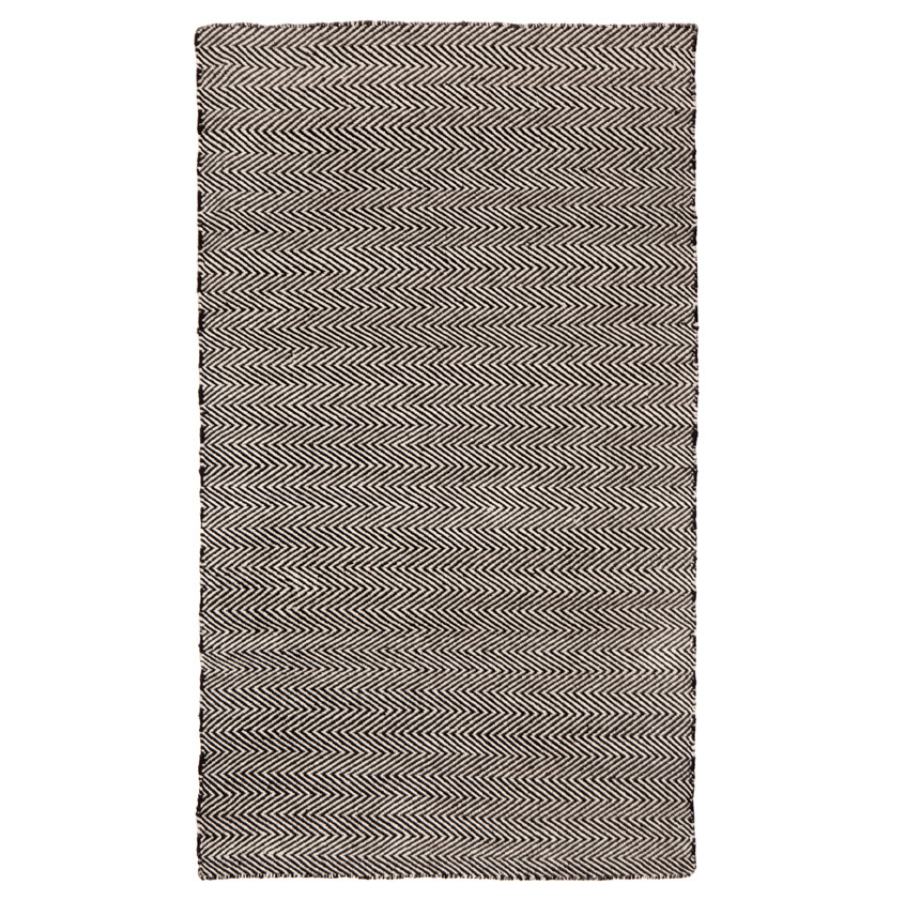 Herringbone Black Indoor Outdoor Rug